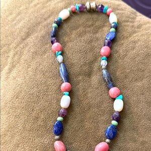 Carolyn Pollack Pink and Blue Beaded Necklace
